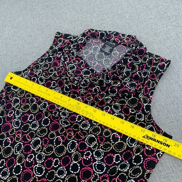 George Stretch Blouse Cowl Neckline Black White Pink Top Large Polyester Spandex - Picture 7 of 11